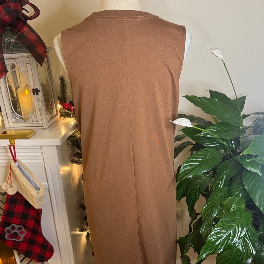Old Navy Chocolate Brown Sleeveless Midi Dress - Picture 4 of 6